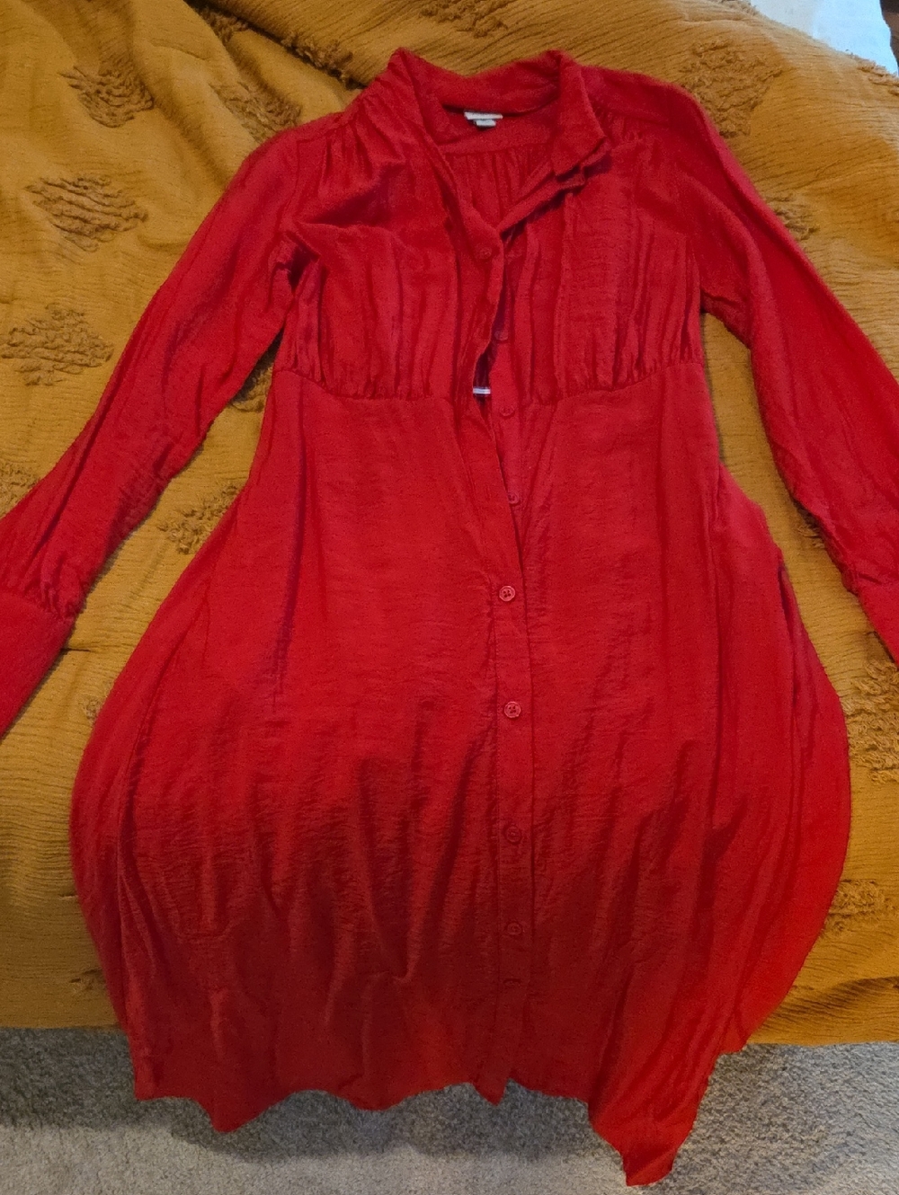 a new day Red Long-Sleeve Button-Front Dress